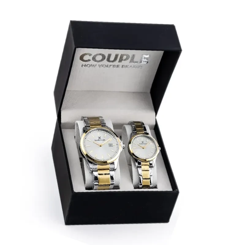 Daniel Klein Two-tone Silver Dial Couple Set- DK.1.13575-4